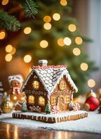 foto van de Kerstmis gibberbrood huis koekjes ai gegenereerd