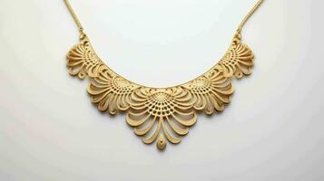 ai gegenereerd mooi en elegant vrouw goud sieraden ketting foto