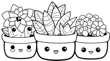 ai gegenereerd schattig cactus kleur bladzijde tekening illustratie. kleur werkzaamheid voor kinderen. gemakkelijk schattig kind tekening. foto