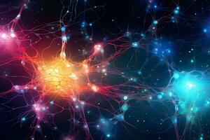 met elkaar verbonden neuronen vormen abstract patronen, neurale netwerken foto