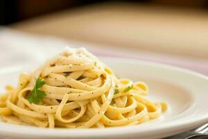 ai gegenereerd pasta fettuccine. pro foto