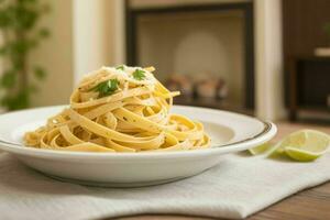 ai gegenereerd pasta fettuccine. pro foto