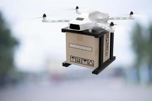 drone technologie engineering apparaat industrie vliegen in industrieel logistiek export import product levering aan huis service logistiek verzending vervoer transport of auto auto-onderdelen 3D-rendering foto