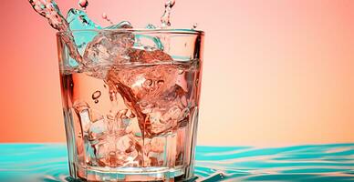 ai gegenereerd glas fles van water Aan de tafel, pastel geïsoleerd achtergrond - ai gegenereerd beeld foto