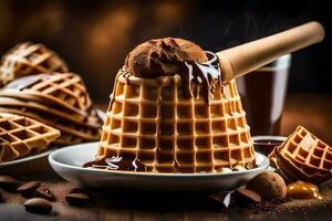 de het beste chocola wafels in de wereld. ai-gegenereerd foto