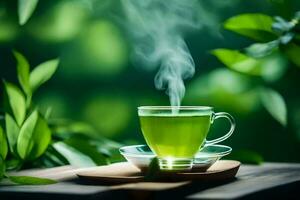 groen thee is een Super goed manier naar krijgen uw dagelijks dosis van antioxidanten. ai-gegenereerd foto