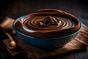 chocola pudding in een schaal. ai-gegenereerd foto