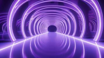 ai gegenereerd leeg Purper tunnel. technologie futuristische achtergrond. foto