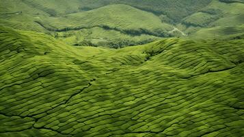 ai gegenereerd thee plantage landschap, top visie structuur foto