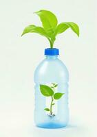 ai gegenereerd een gerecycled plastic fles gebruikt voor groeit planten geïsoleerd Aan een wit achtergrond. ai gegenereerd foto