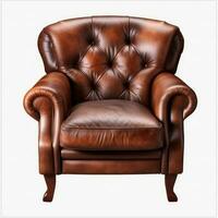 geïsoleerd rufous fluweel fauteuil. wijnoogst zacht bruin stoel. geïsoleerd meubilair. generatief ai foto