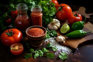 traditioneel Mexicaans tomaat salsa. ai generatief foto