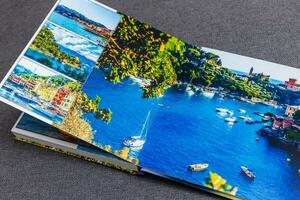 collage van afbeeldingen van een personen leven, fotoboek vakantie reizen in Italië foto