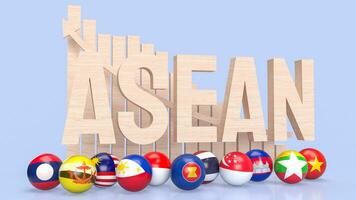 de asean of vereniging van zuidoosten Aziatisch landen voor bedrijf concept 3d weergave. foto