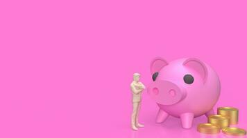 de roze varkentje bank voor verdienen of besparing concept 3d weergave. foto