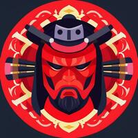 ai gegenereerd samurai icoon avatar gamer klem kunst sticker decoratie gemakkelijk achtergrond foto