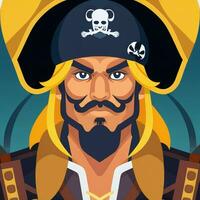 ai gegenereerd piraat icoon avatar gamer klem kunst sticker decoratie gemakkelijk achtergrond foto