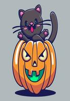 ai gegenereerd spinnen fect spookachtig halloween skelet met een pompoen kat twist foto