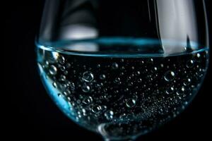 ai gegenereerd een glas van water met bubbels Aan een zwart achtergrond foto