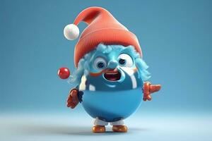 ai gegenereerd een blauw ei met een de kerstman hoed Aan het foto