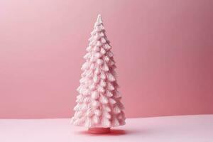 ai gegenereerd een roze Kerstmis boom Aan een roze achtergrond foto