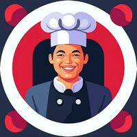 ai gegenereerd chef koken avatar icoon klem kunst sticker decoratie gemakkelijk achtergrond foto