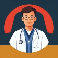 ai gegenereerd dokter medisch avatar icoon klem kunst sticker decoratie gemakkelijk achtergrond foto