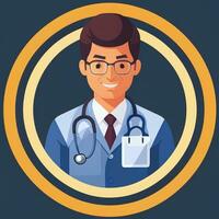 ai gegenereerd dokter medisch avatar icoon klem kunst sticker decoratie gemakkelijk achtergrond foto