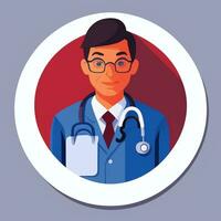 ai gegenereerd dokter medisch avatar icoon klem kunst sticker decoratie gemakkelijk achtergrond foto