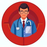 ai gegenereerd dokter medisch avatar icoon klem kunst sticker decoratie gemakkelijk achtergrond foto