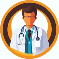 ai gegenereerd dokter medisch avatar icoon klem kunst sticker decoratie gemakkelijk achtergrond foto