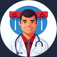 ai gegenereerd dokter medisch avatar icoon klem kunst sticker decoratie gemakkelijk achtergrond foto