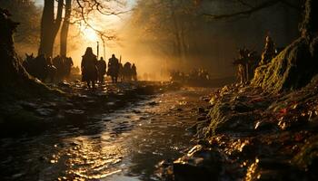 ai gegenereerd glimlachen Mens, verlichte stad, zelfverzekerd, genieten van nachtleven, op zoek Bij camera gegenereerd door ai foto