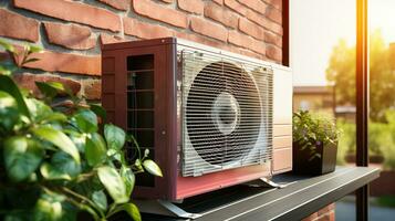 verheffen uw thuis klimaat met een warmte pomp lucht conditioning systeem foto