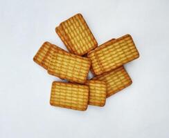 stack van boter biscuits Aan wit achtergrond foto