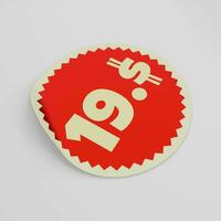 19 Doller rood prijs label sticker foto