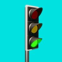 3d weergegeven verkeer licht verkeer signaal met rood, geel en groen licht foto