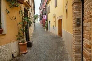 sirolo is een pittoreske stad- gelegen langs de adriatisch kust in de Marche regio van Italië. bekend voor haar verbijsterend stranden, Doorzichtig blauw wateren, en charmant historisch centrum. foto