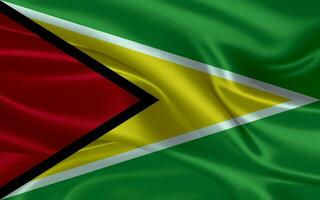 3d golvend realistisch zijde nationaal vlag van guyana. gelukkig nationaal dag Guyana vlag achtergrond. dichtbij omhoog foto