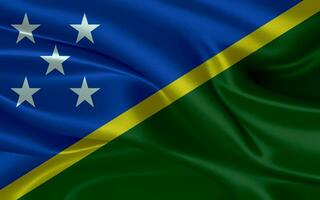 3d golvend realistisch zijde nationaal vlag van Solomon eiland. gelukkig nationaal dag Solomon eiland vlag achtergrond. dichtbij omhoog foto