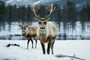 ai gegenereerd rendier in de voorjaar belichamen vernieuwing en van de natuur seizoensgebonden schoonheid ai gegenereerd foto