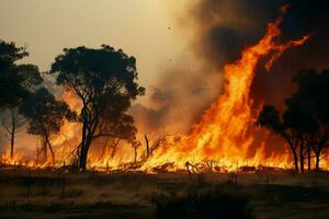 wildvuur Woud brand overspoelt bossen brand verspreidt wild ai gegenereerd foto