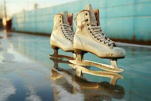 ai gegenereerd feestelijk ijs het schaatsen een winter vreugde dat vangt de Kerstmis geest ai gegenereerd foto