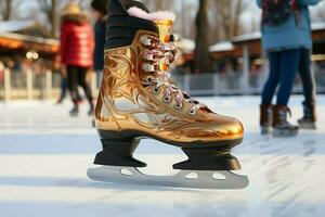 ai gegenereerd feestelijk ijs het schaatsen een winter vreugde dat vangt de Kerstmis geest ai gegenereerd foto