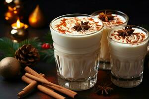 ai gegenereerd klassiek heet chocola rijk warmte en romig Advocaat feestelijk vakantie Kerstmis ai gegenereerd foto
