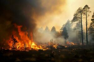 wildvuur Woud brand overspoelt bossen brand verspreidt wild ai gegenereerd foto