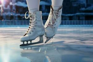 ai gegenereerd feestelijk ijs het schaatsen een winter vreugde dat vangt de Kerstmis geest ai gegenereerd foto