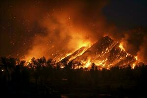 wildvuur Woud brand overspoelt bossen brand verspreidt wild ai gegenereerd foto