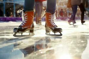 ai gegenereerd feestelijk ijs het schaatsen een winter vreugde dat vangt de Kerstmis geest ai gegenereerd foto