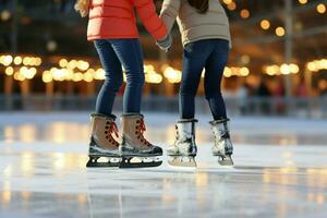 ai gegenereerd feestelijk ijs het schaatsen een winter vreugde dat vangt de Kerstmis geest ai gegenereerd foto